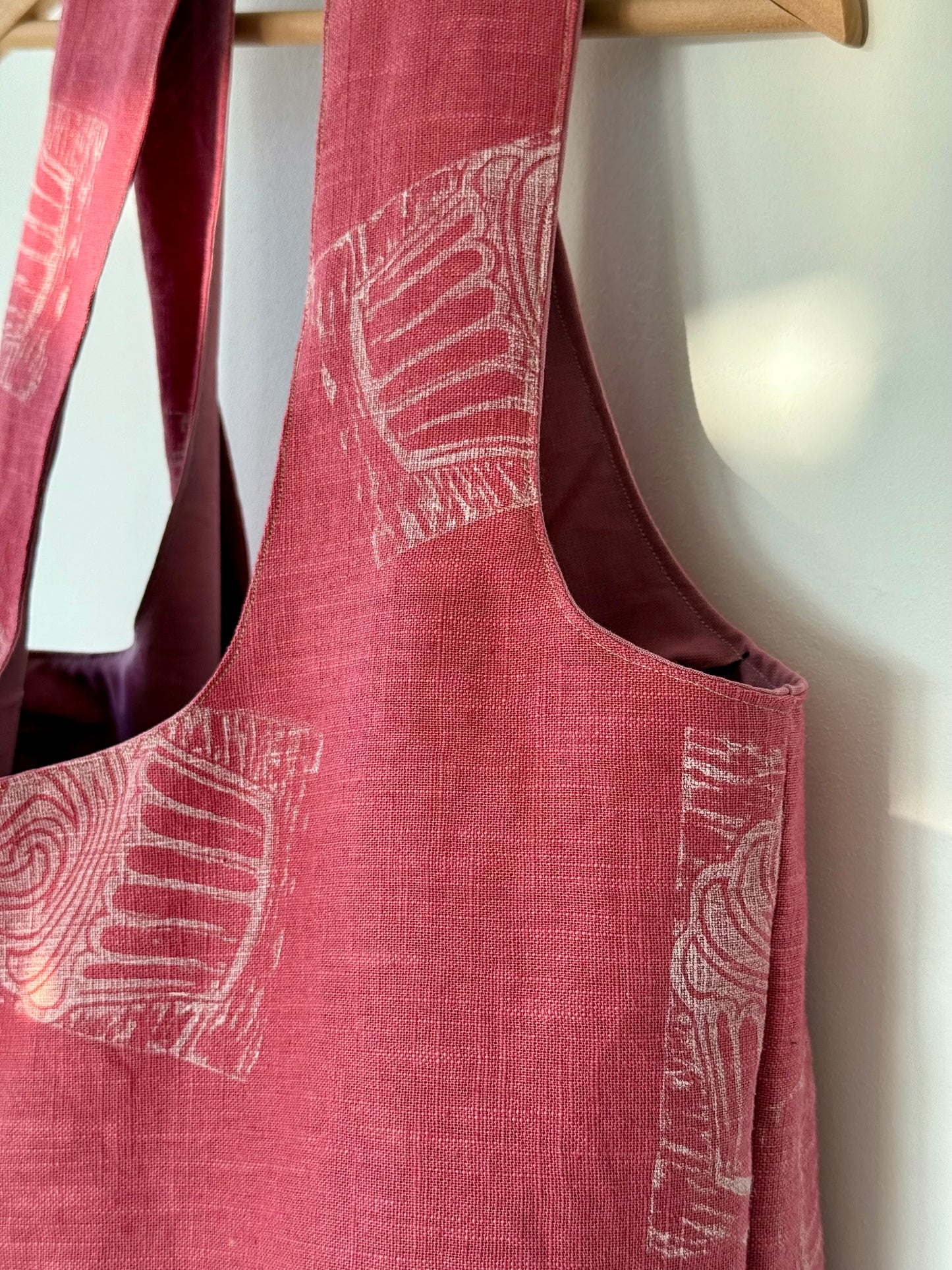 Slouchy Linen hand printed Shoulder Bag