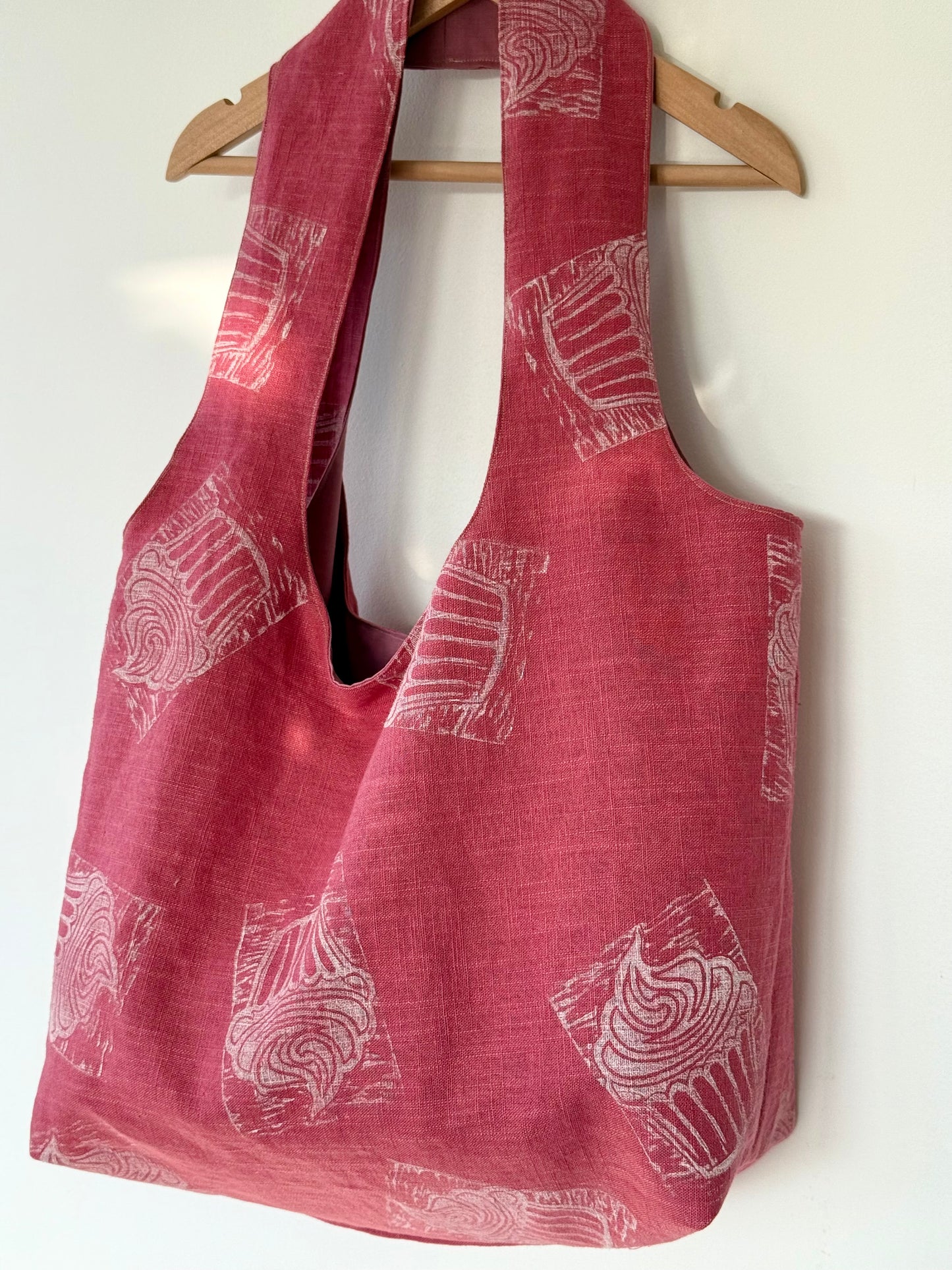 Slouchy Linen hand printed Shoulder Bag