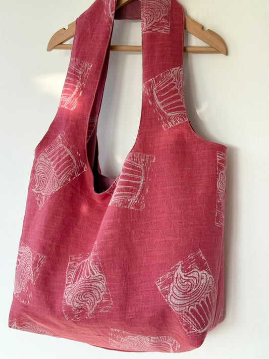 Slouchy Linen hand printed Shoulder Bag