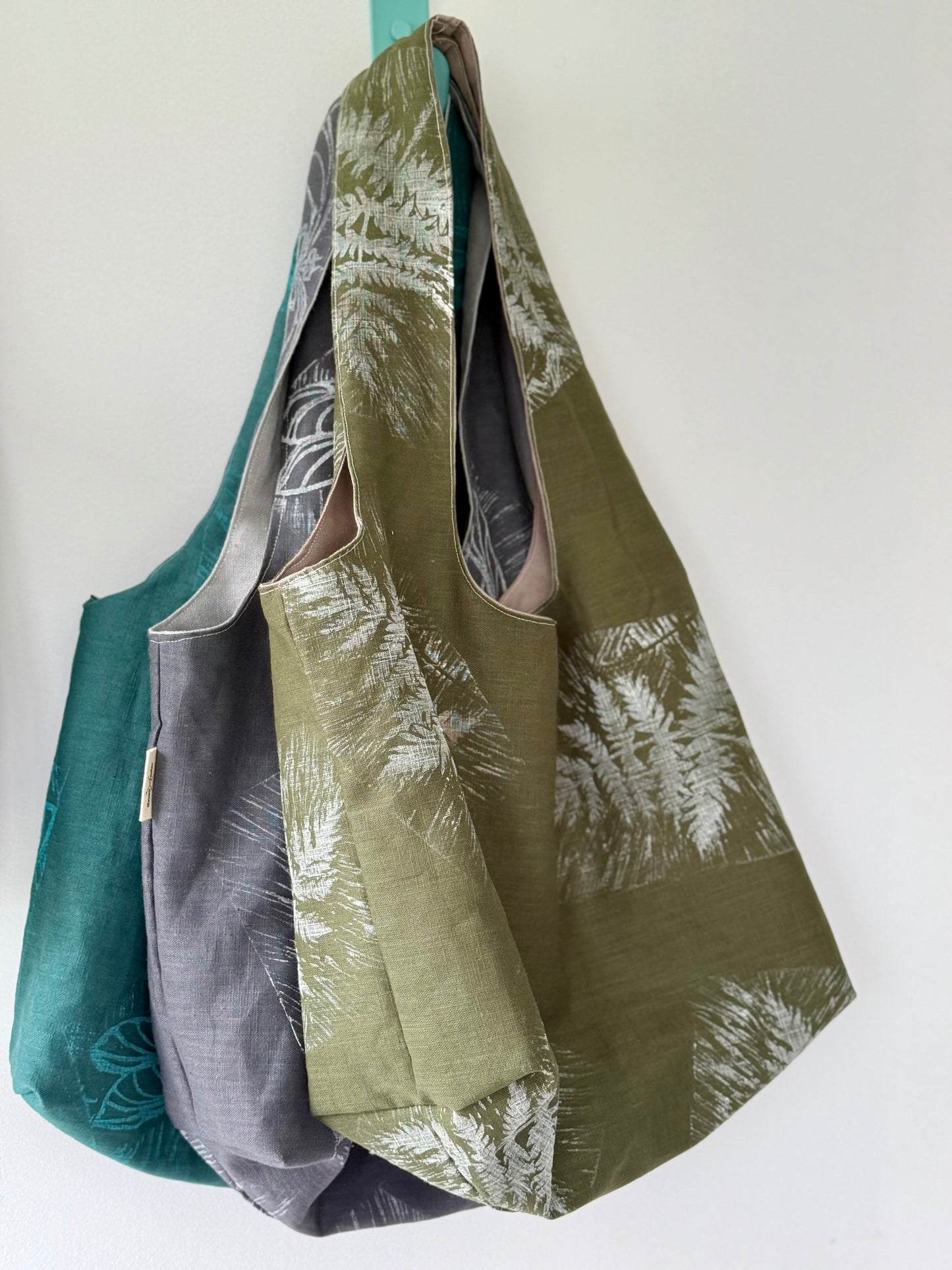 Slouchy Linen hand printed Shoulder Bag