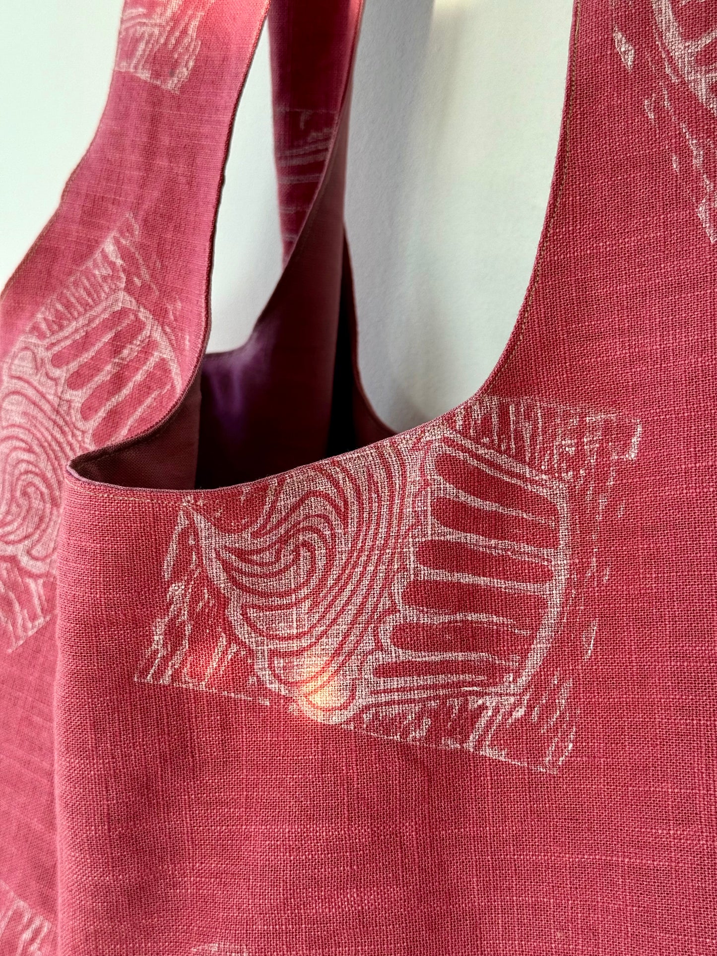 Slouchy Linen hand printed Shoulder Bag