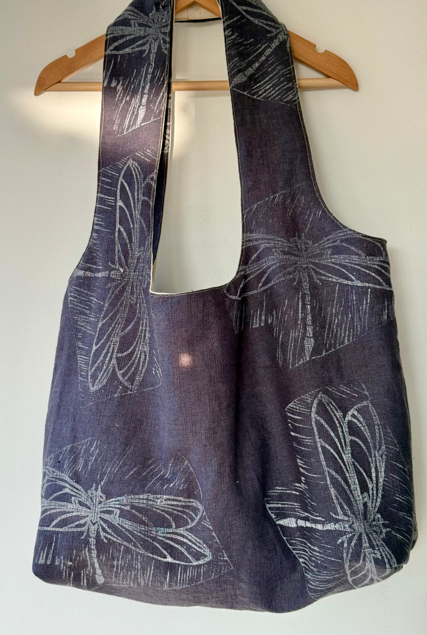 Slouchy Linen hand printed Shoulder Bag