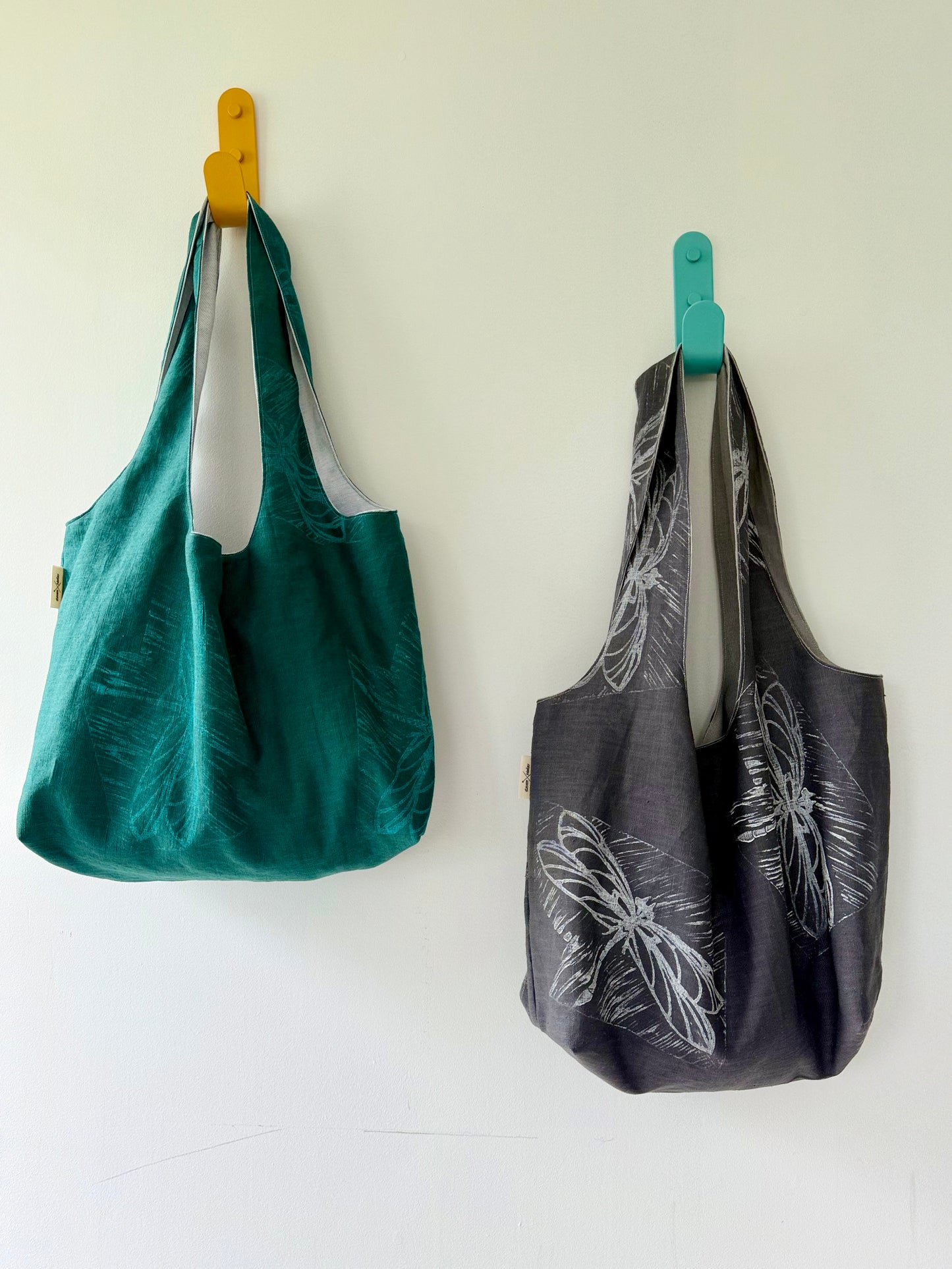 Slouchy Linen hand printed Shoulder Bag