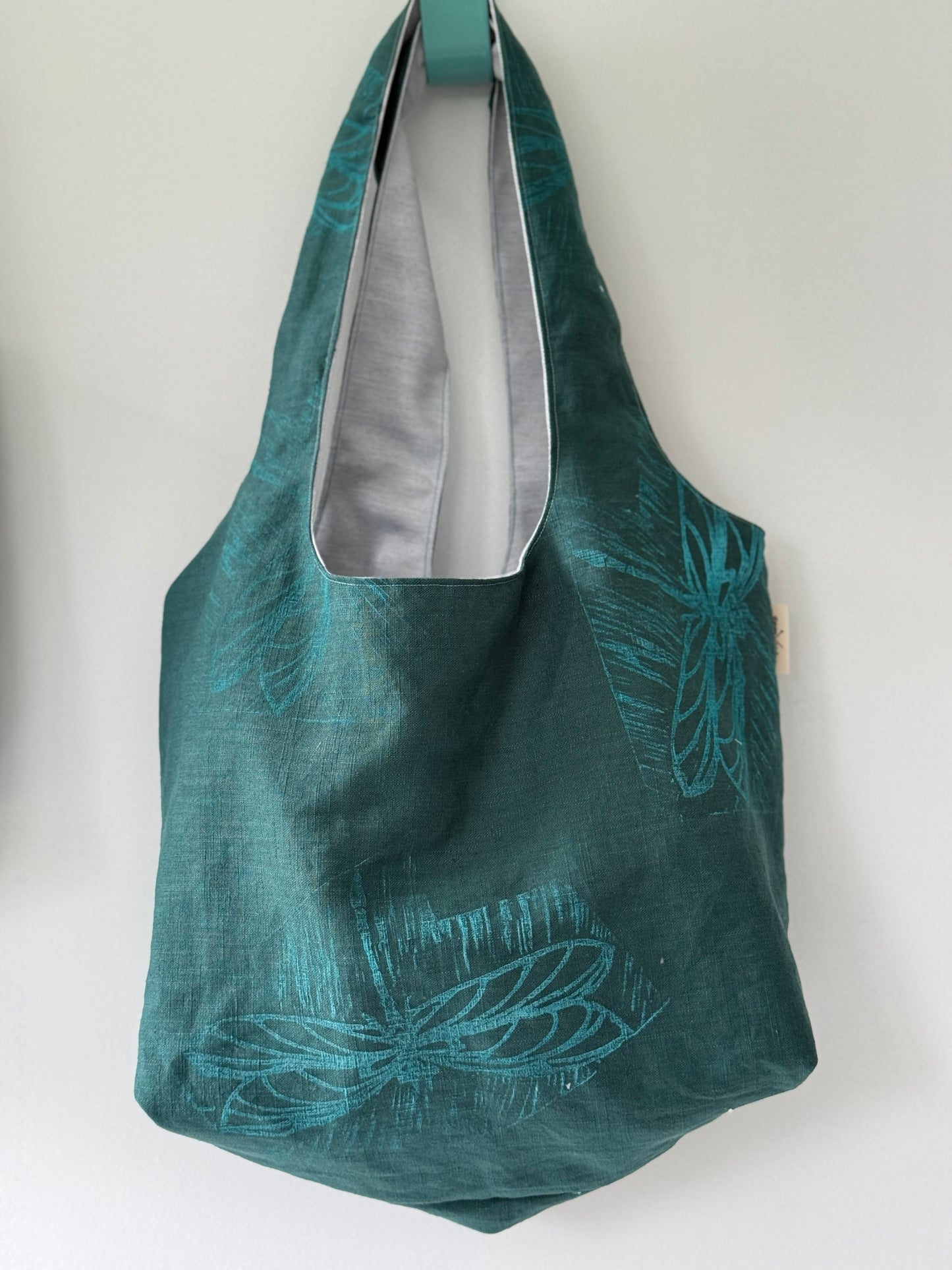 Slouchy Linen hand printed Shoulder Bag