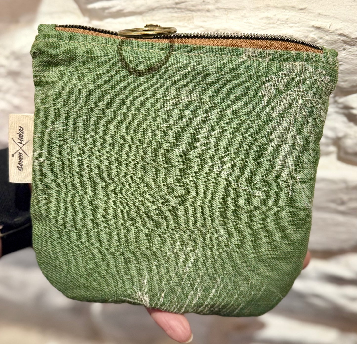 Linen mix hand printed zipper bags