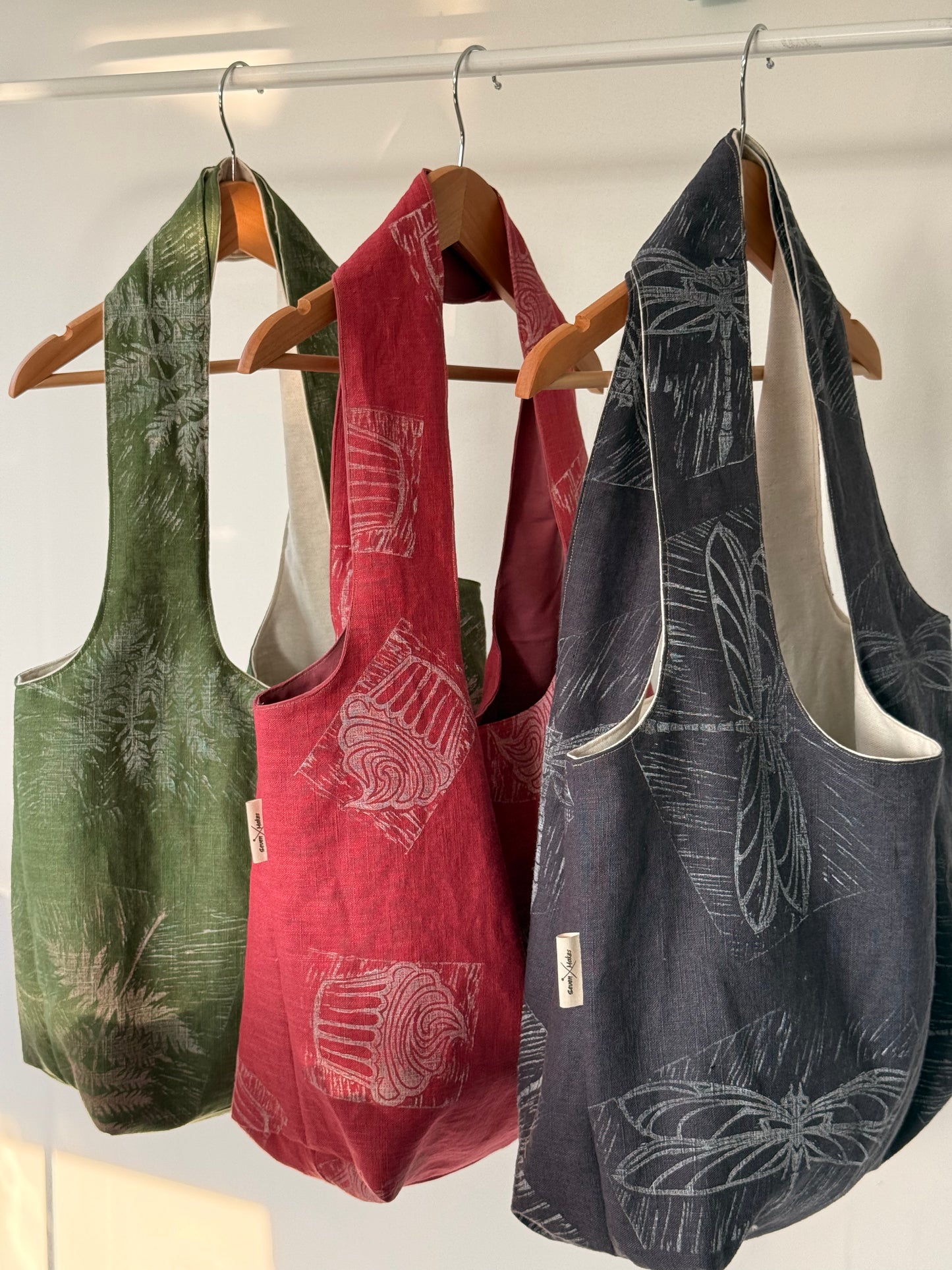 Slouchy Linen hand printed Shoulder Bag