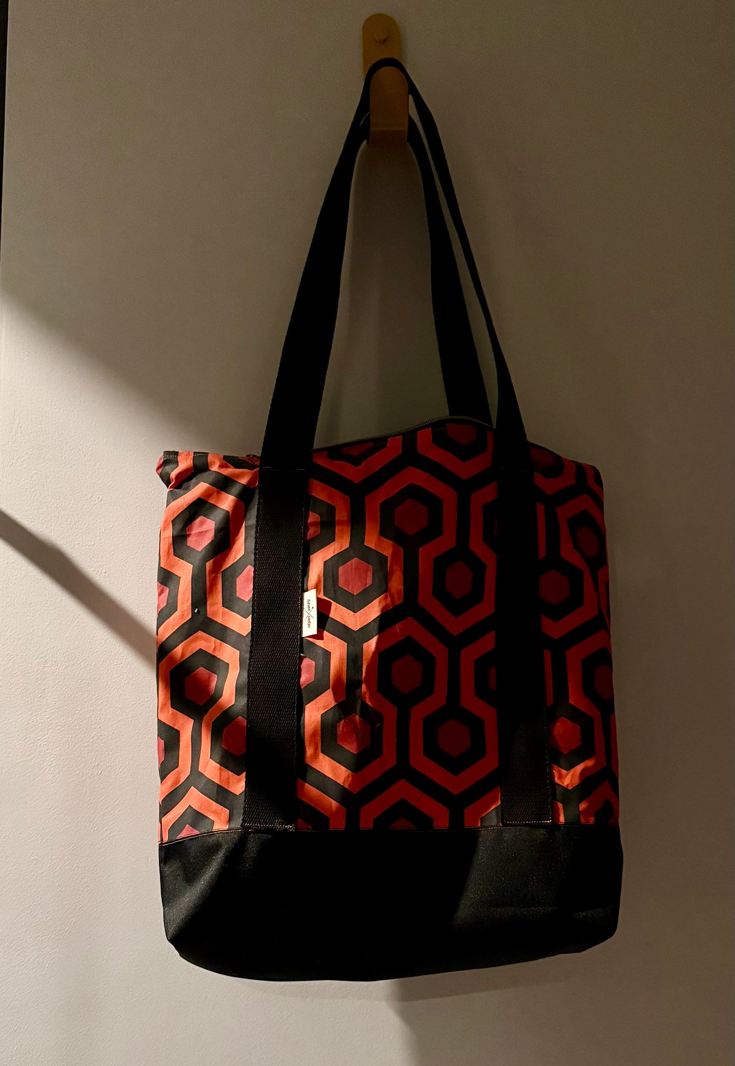 waterproof base, cotton canvas straps, lined shoulder bag with zip and inner pockets - perfect present for fans of The Shining and Stephen King