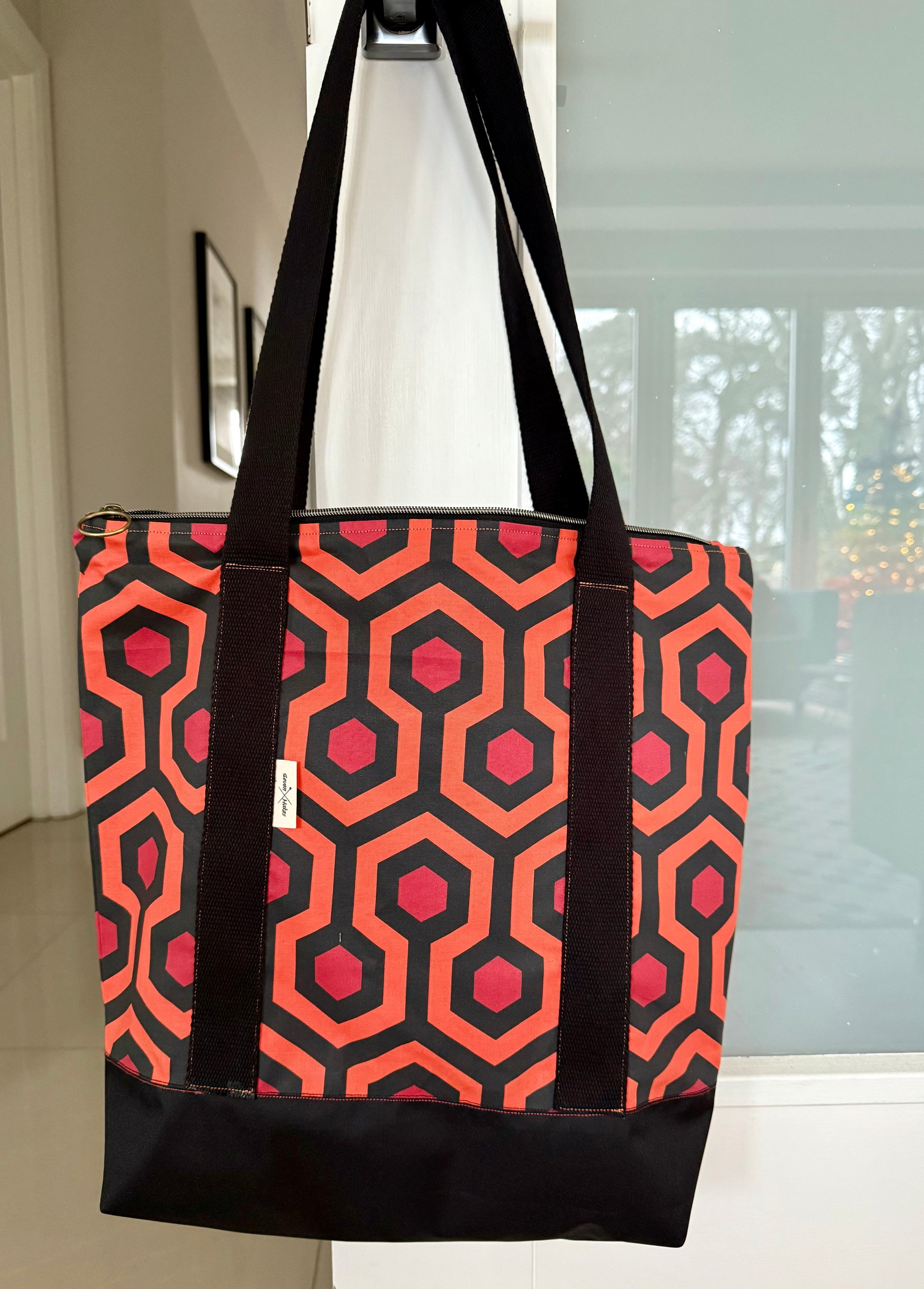 waterproof base, cotton canvas straps, lined shoulder bag with zip and inner pockets - perfect present for fans of The Shining and Stephen King