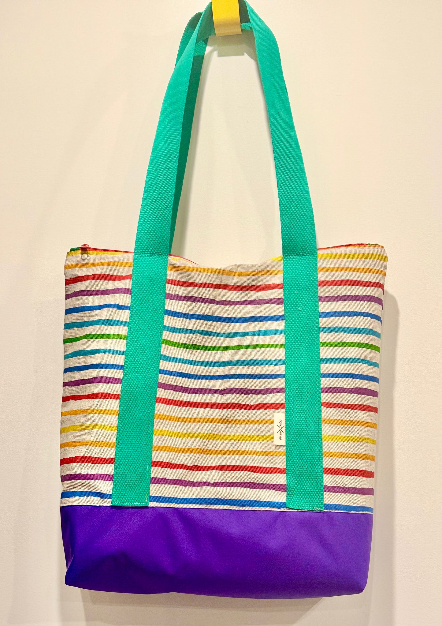 waterproof base, cotton canvas straps, lined shoulder bag with zip and inner pockets - perfect present for fans of rainbows and LGBTQ+ allies