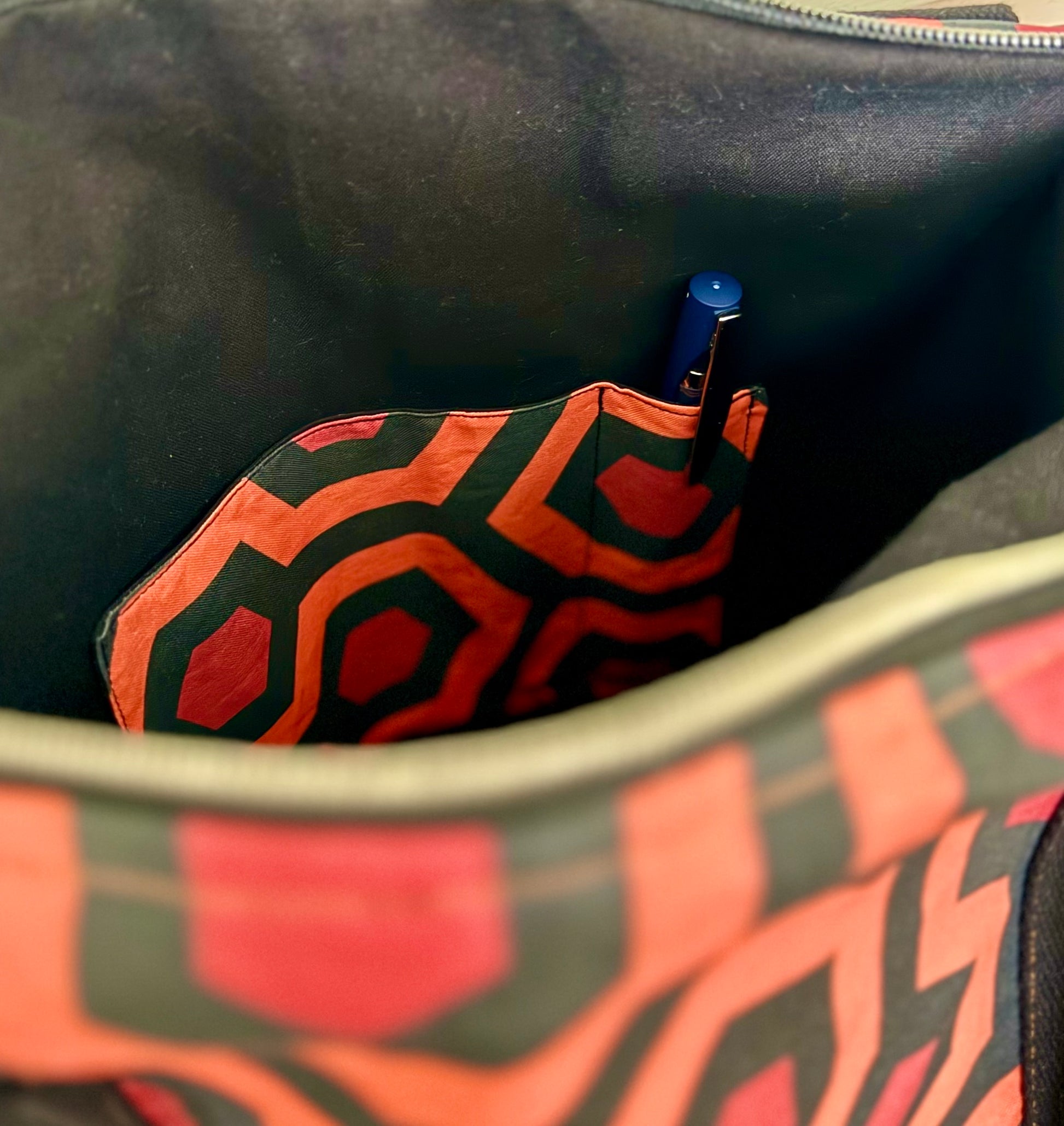 waterproof base, cotton canvas straps, lined shoulder bag with zip and inner pockets - perfect present for fans of The Shining and Stephen King