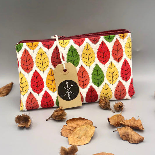 Autumn Leaves Zipper Pouch - two sizes and with waterproof lining option