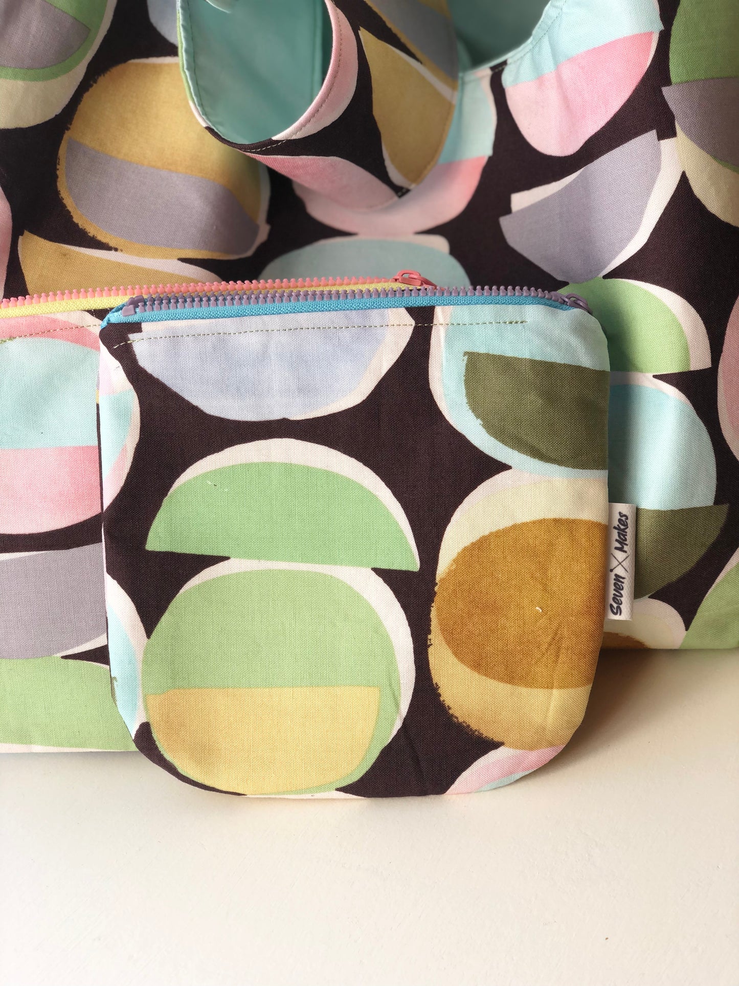 Pastel geo print zipper pouch