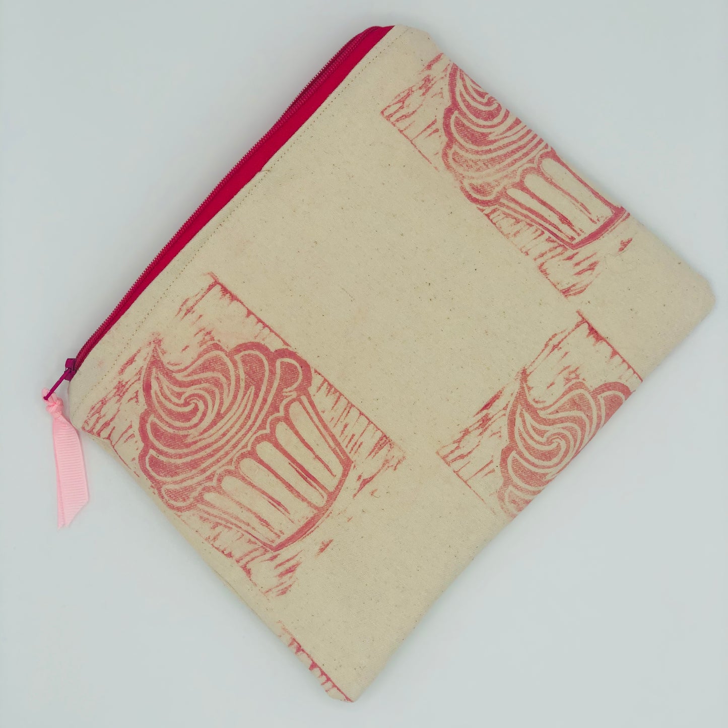 Hand printed Fabric Zipper Pouch