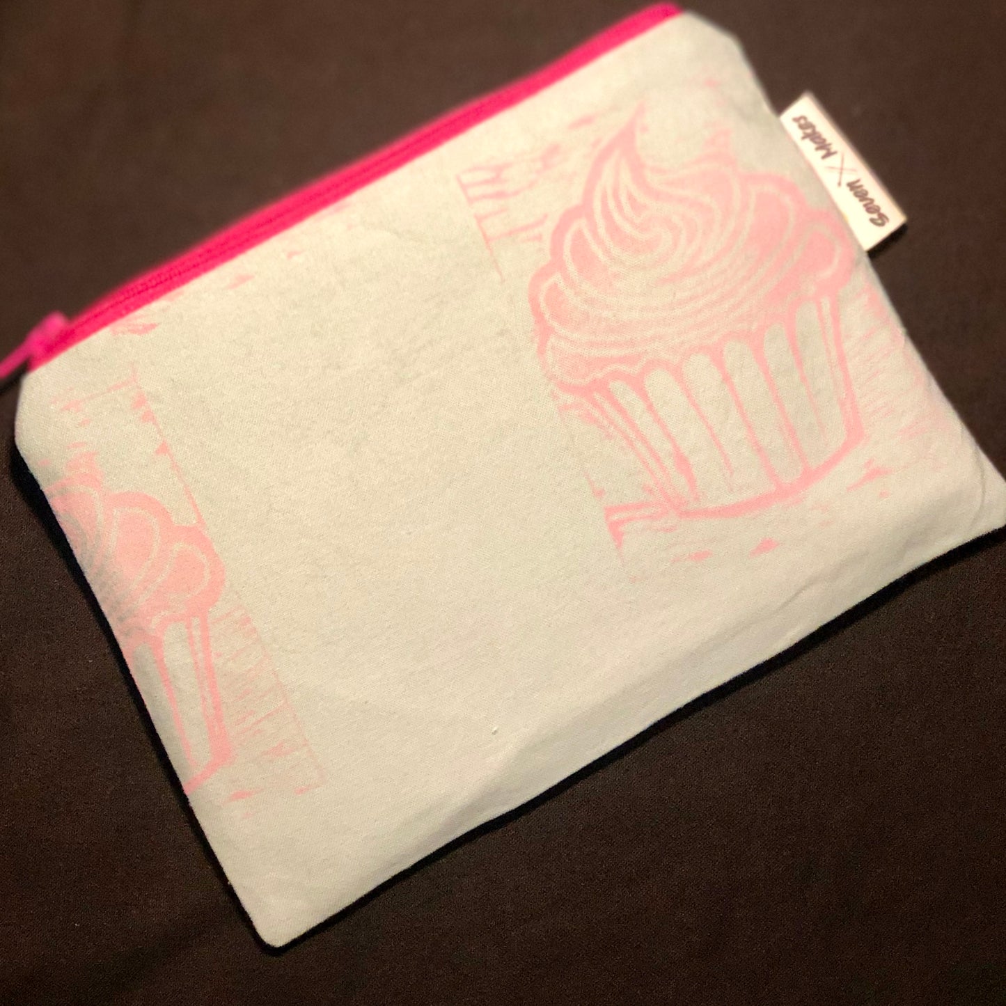 Hand printed Fabric Zipper Pouch