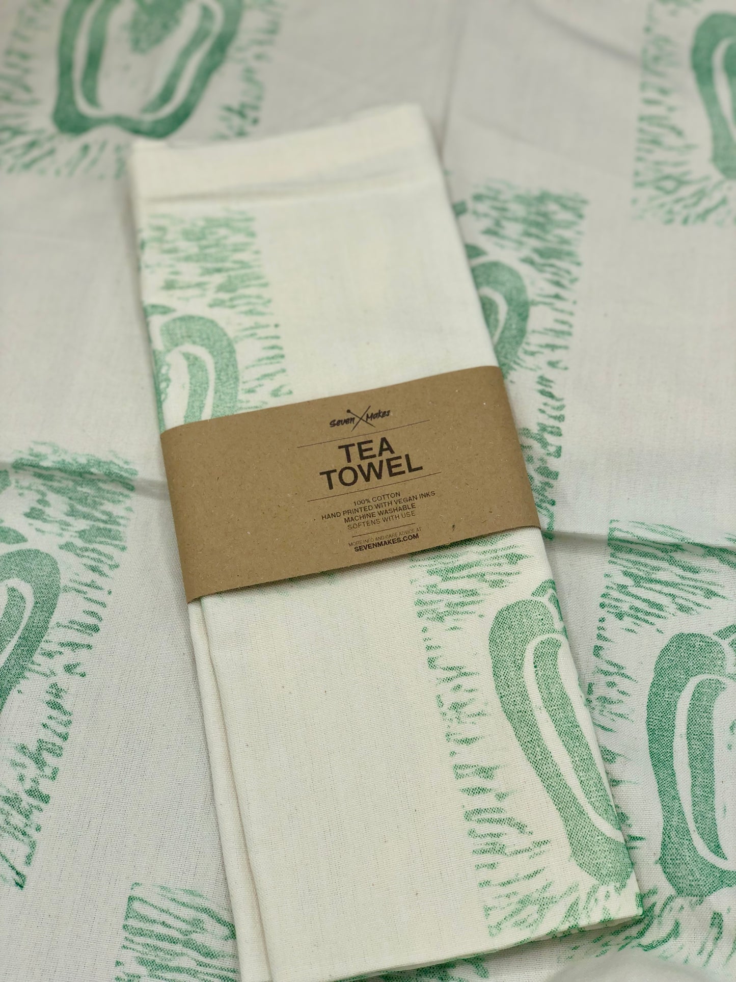 Organic Tea Towel - Hand Printed Fabric