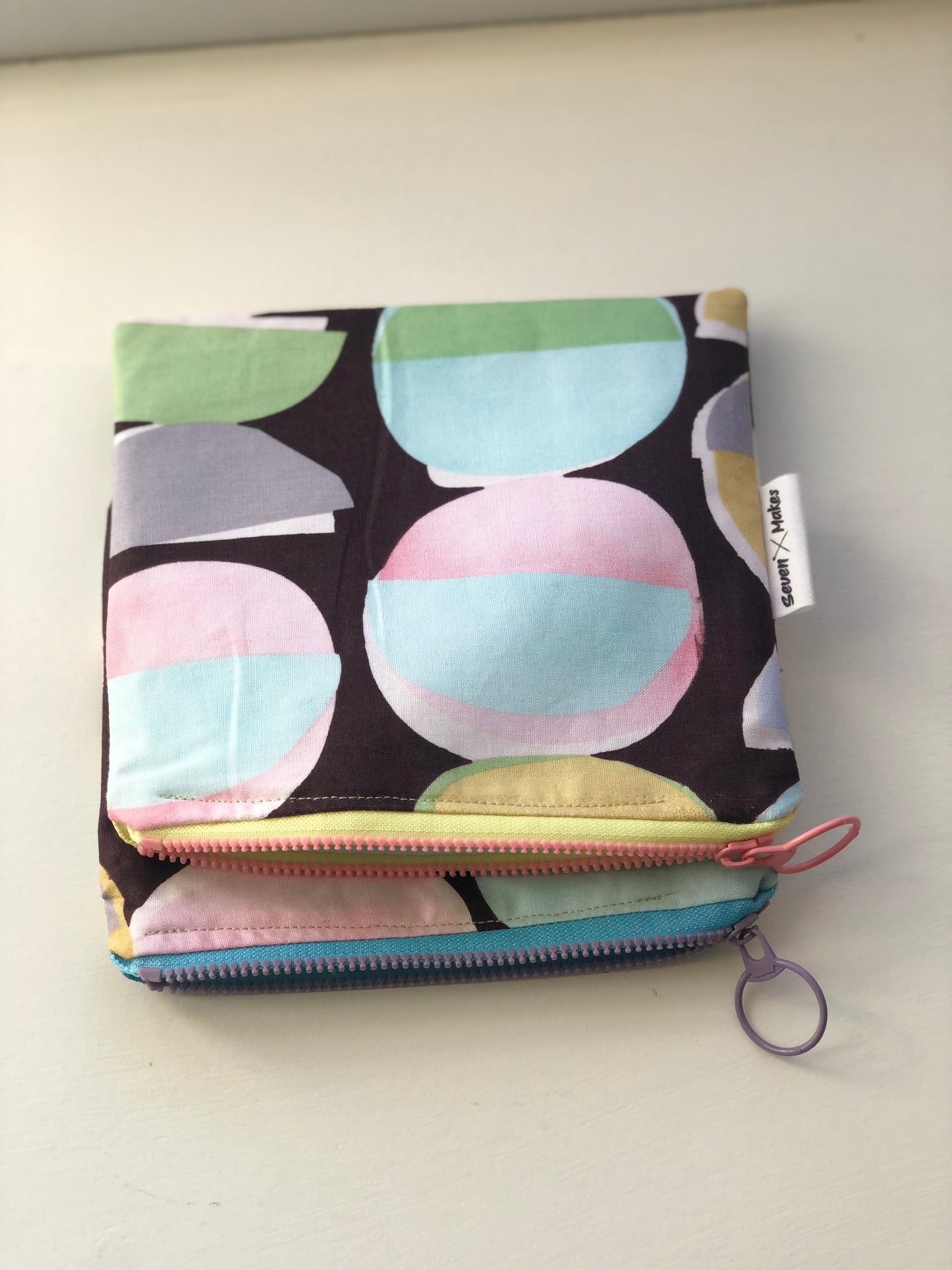 Pastel geo print zipper pouch