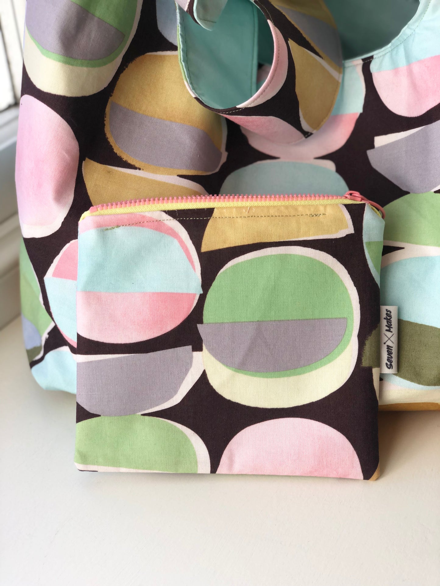 Pastel geo print zipper pouch