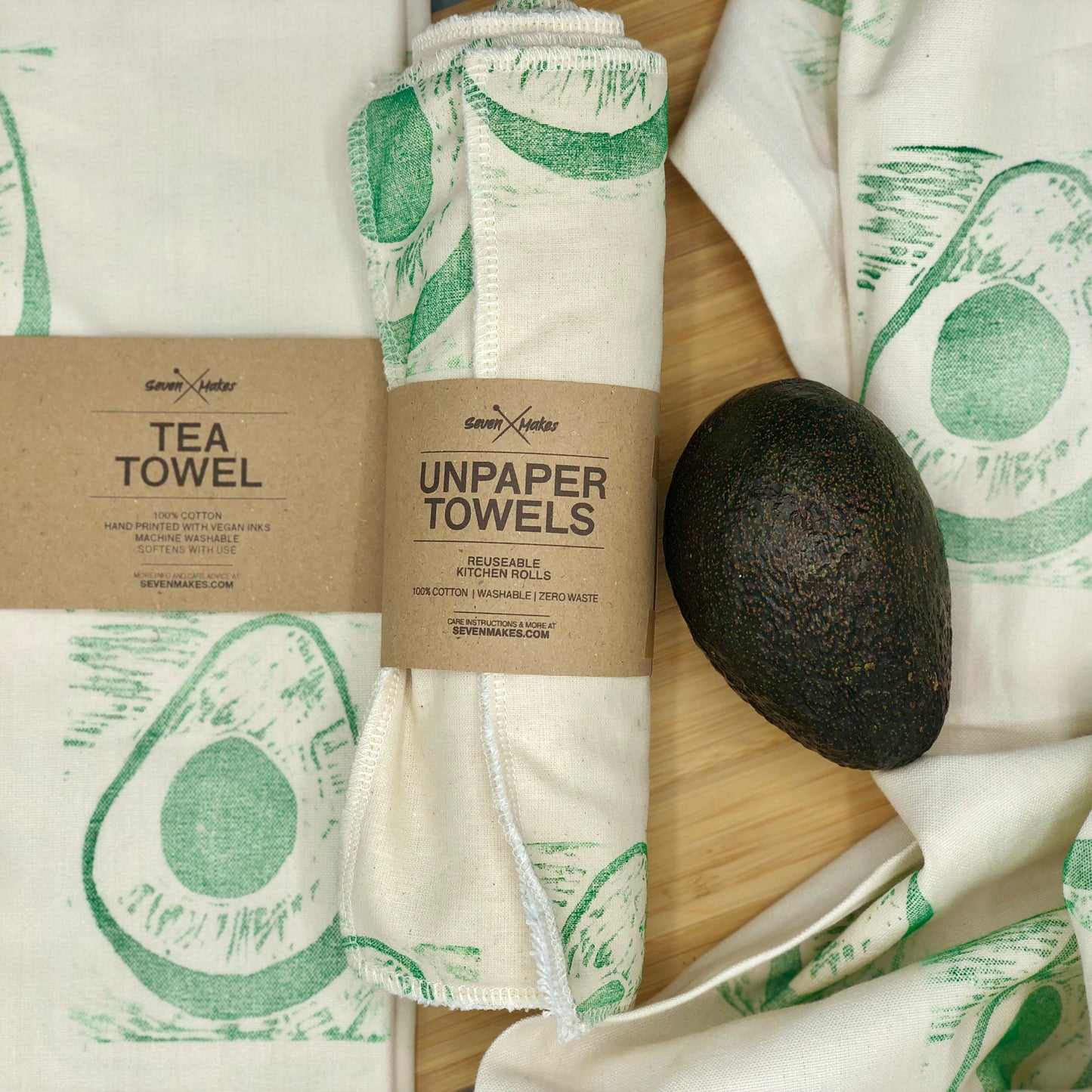 Organic Tea Towel - Hand Printed Fabric