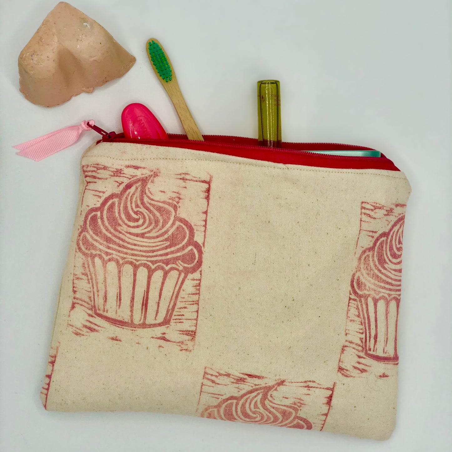 Hand printed Fabric Zipper Pouch