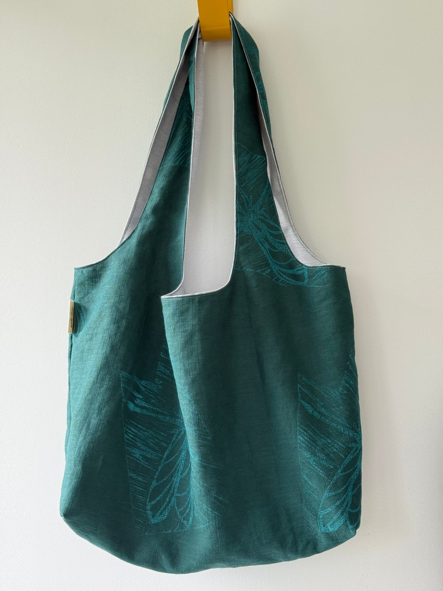 Slouchy Linen hand printed Shoulder Bag