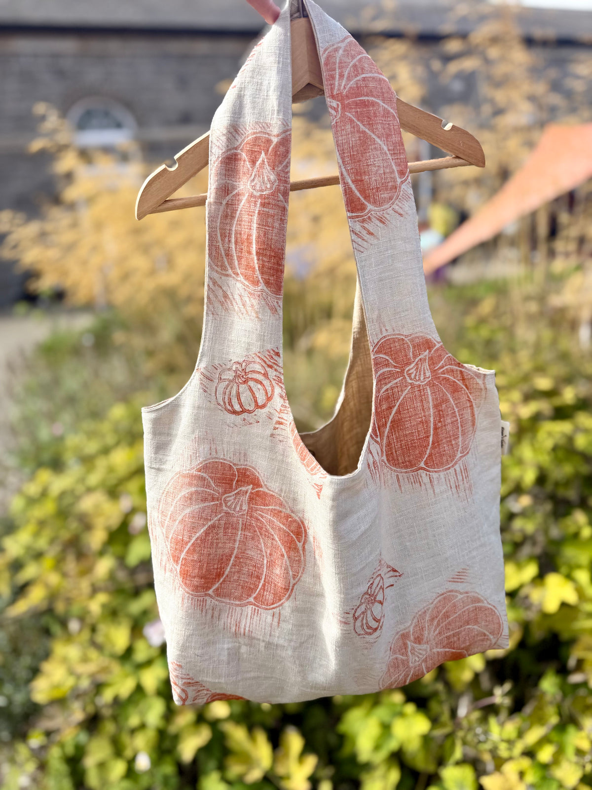 Slouchy Linen hand printed Shoulder Bag