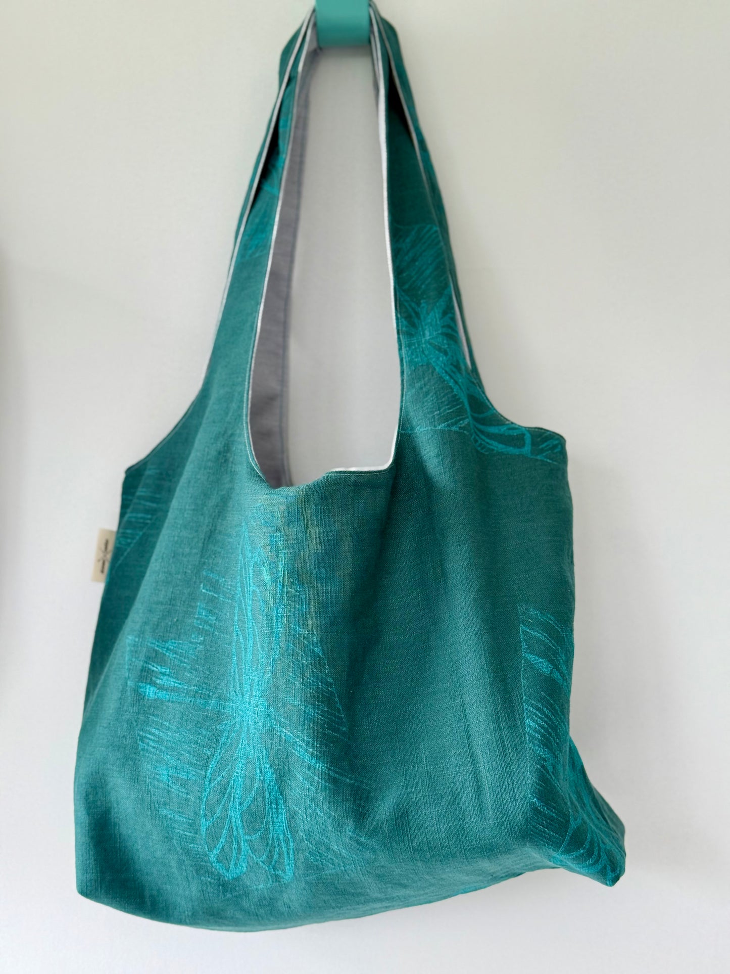 Slouchy Linen hand printed Shoulder Bag