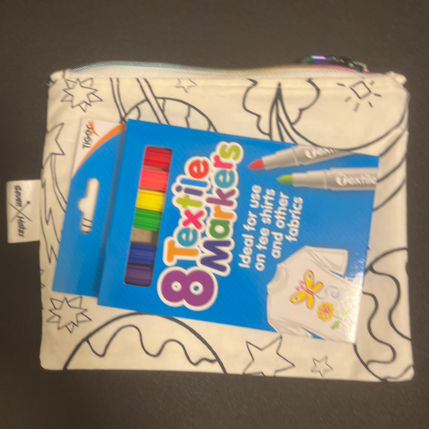 colour in again and again with washable markers or do it once with fabric pens!