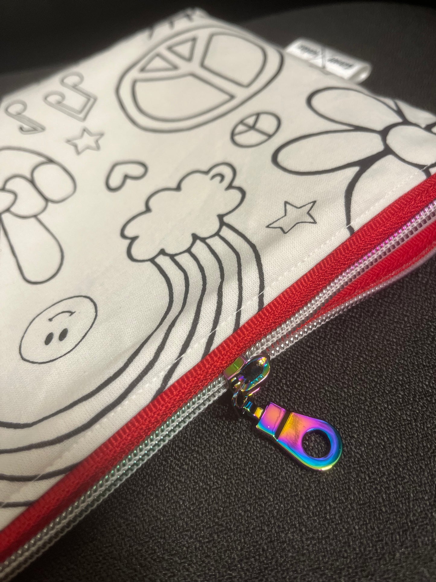Cololur in fabric deep zipper bags - waterproof lined
