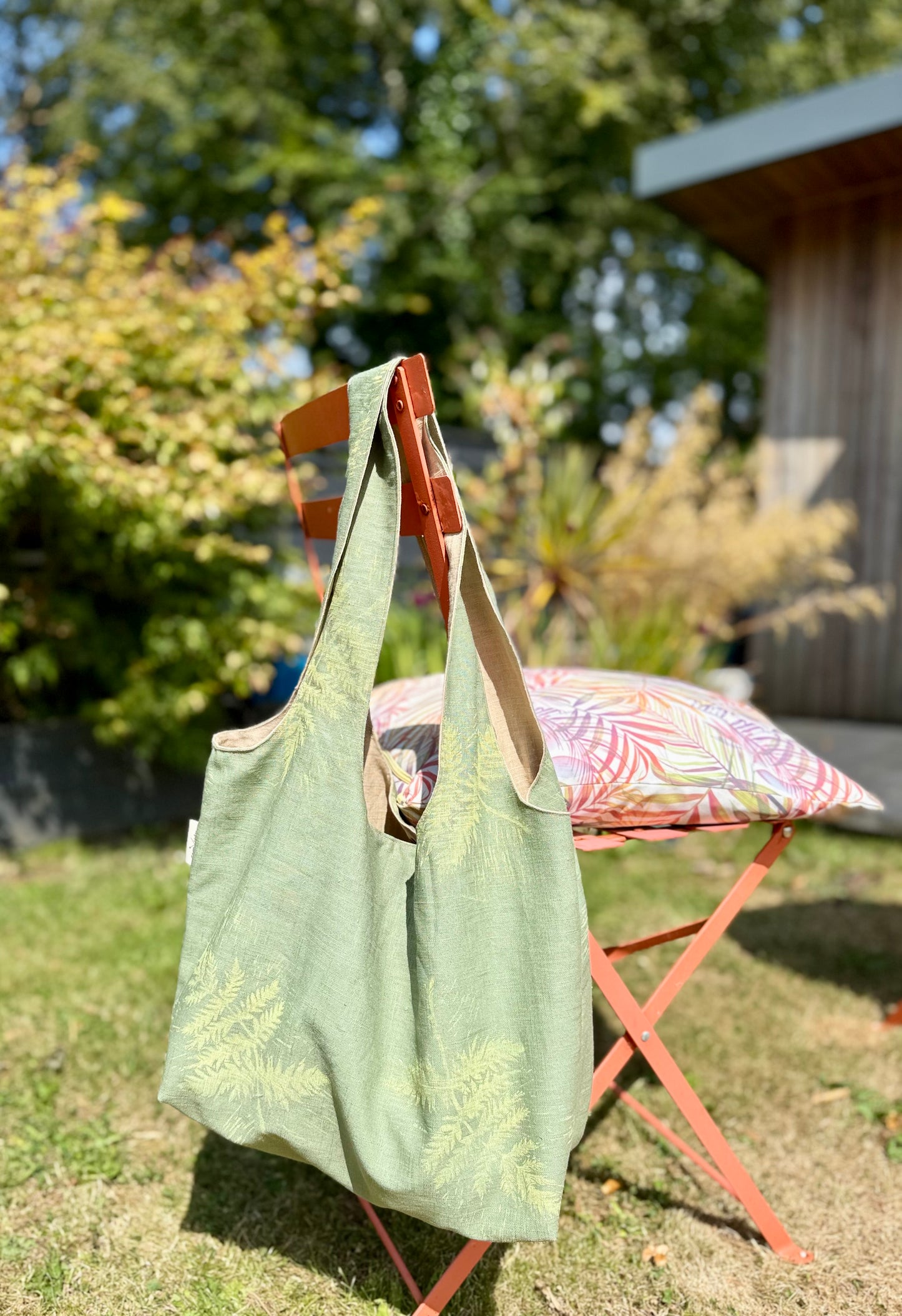Slouchy Linen hand printed Shoulder Bag