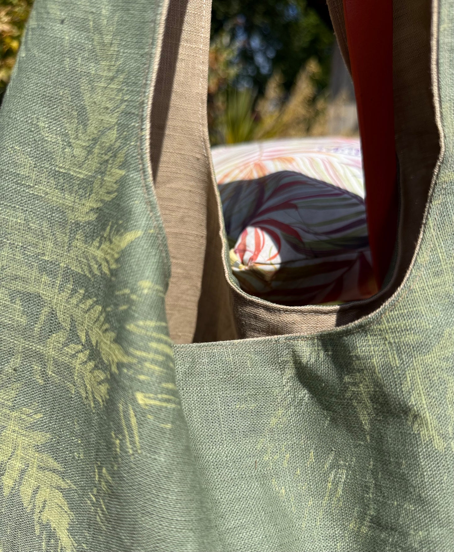 Slouchy Linen hand printed Shoulder Bag