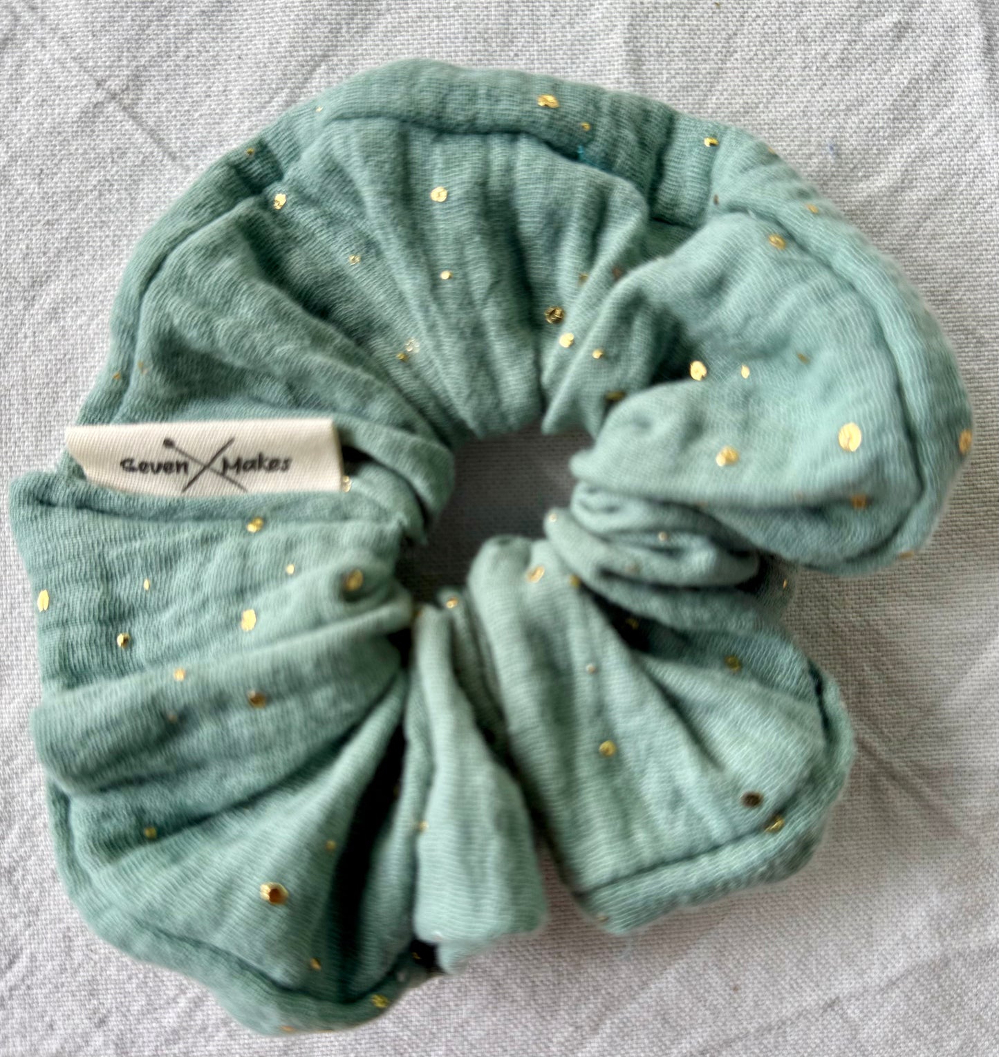 Sage Green Scrunchie with gold flecks