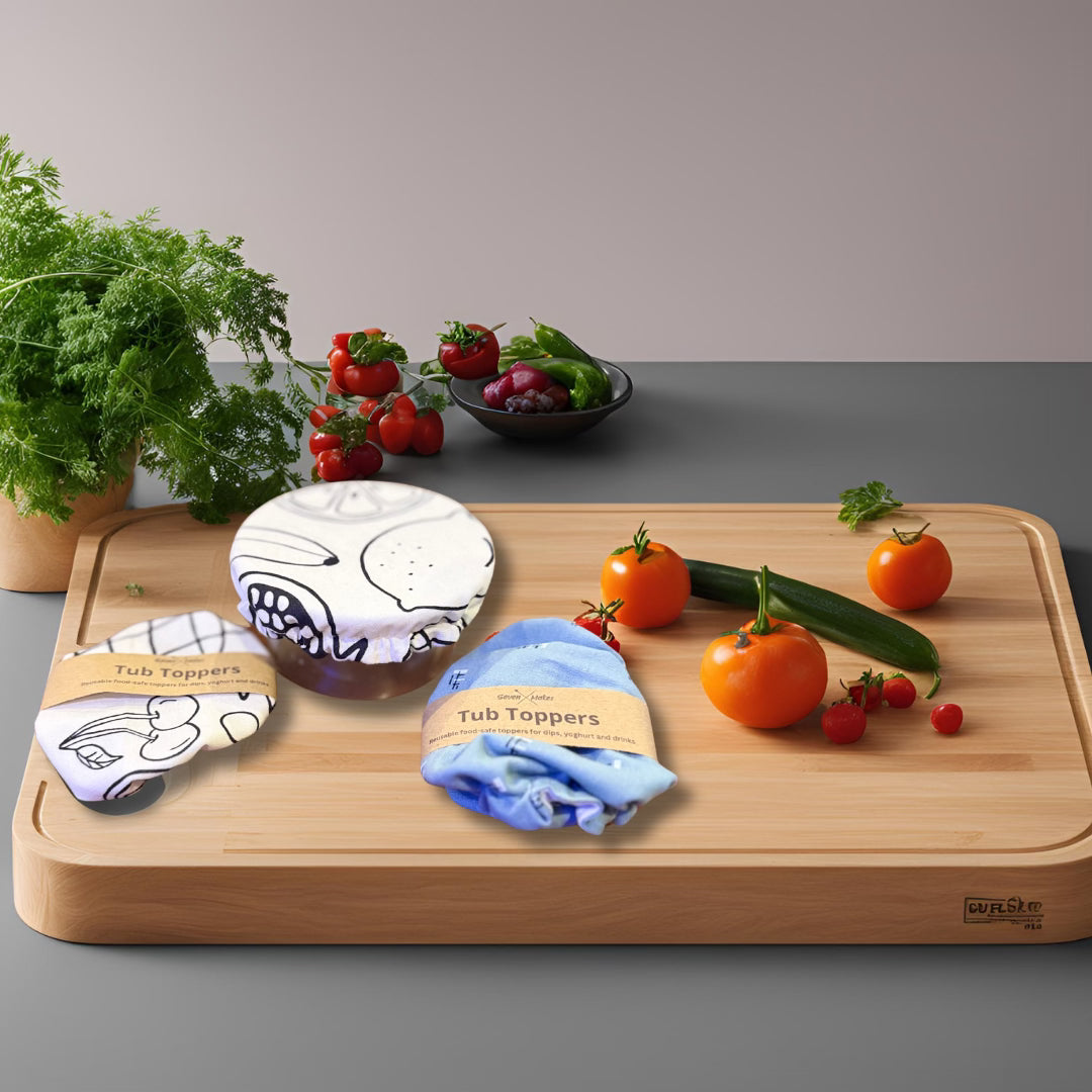 Tub toppers - reusable food container lids, washable