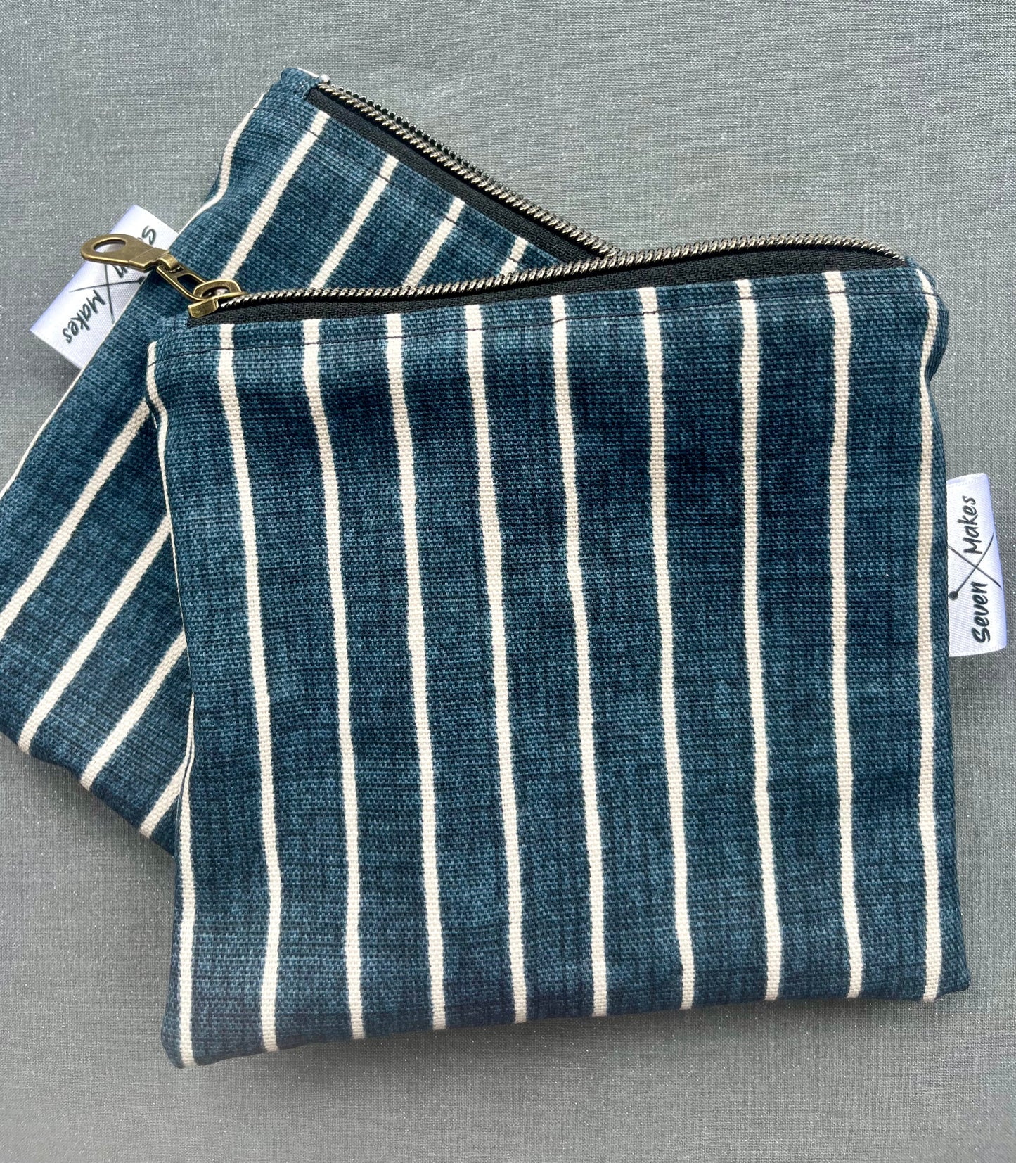 Linen mix striped zipper bags