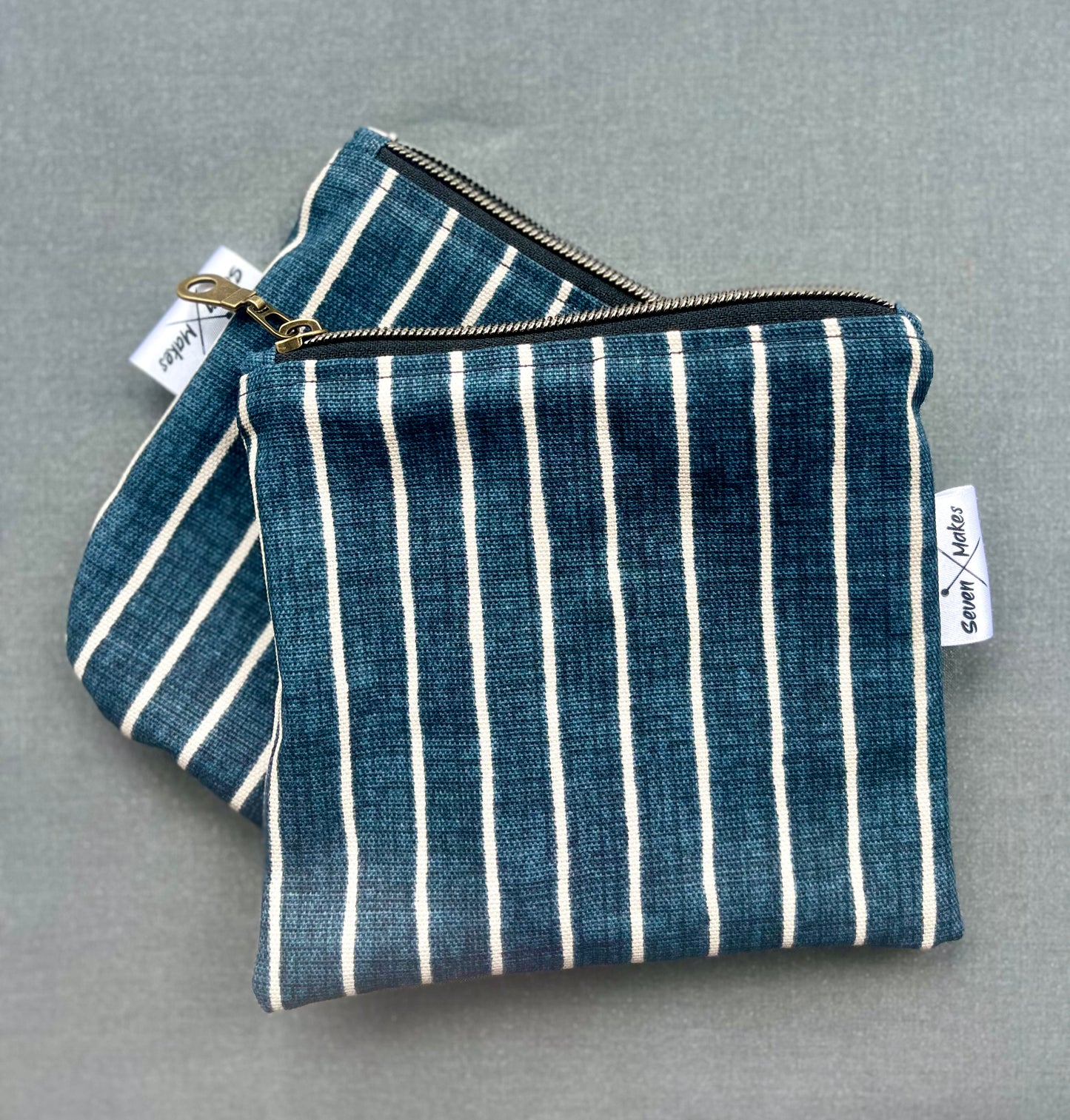 Linen mix striped zipper bags