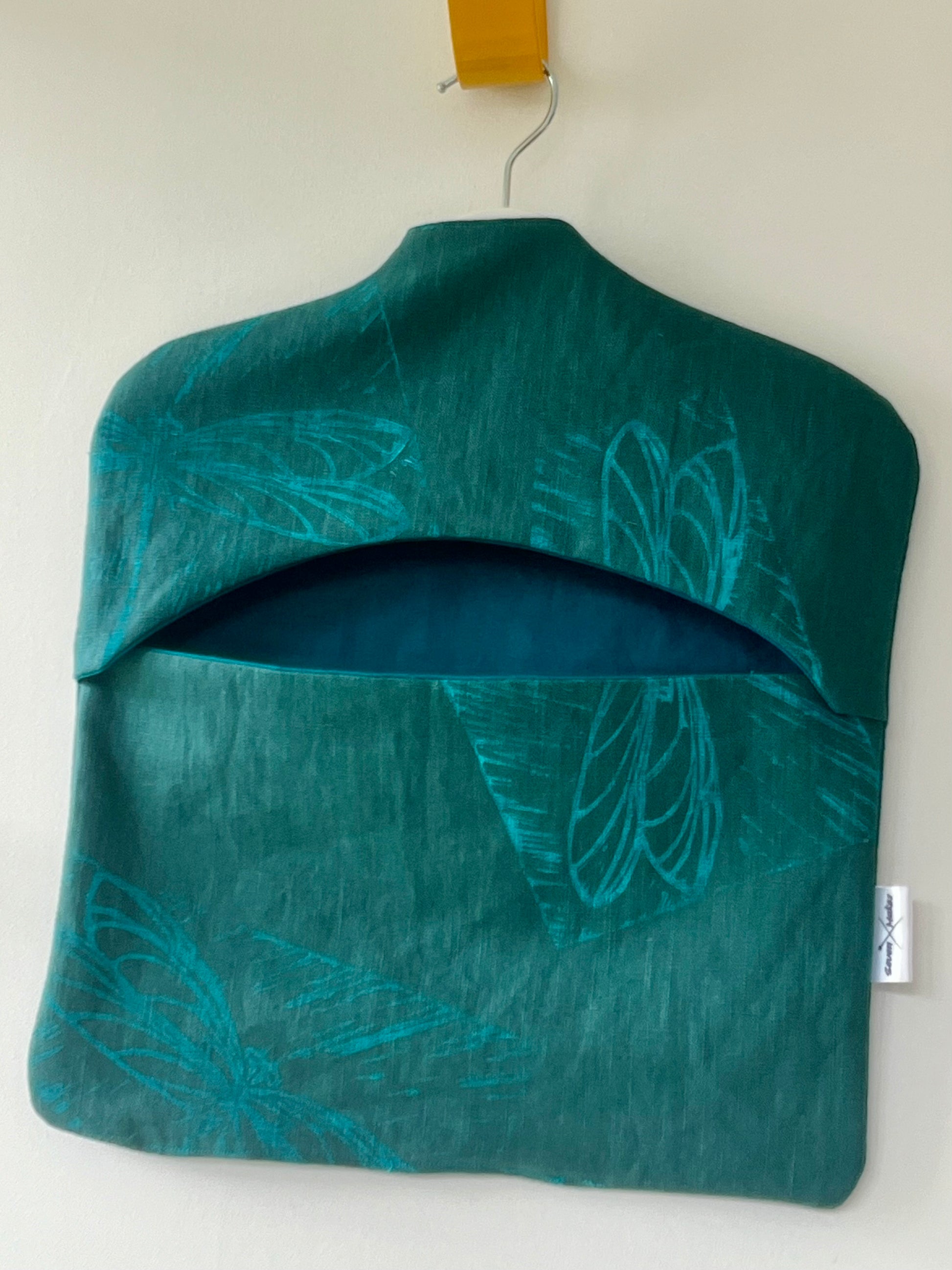 handprinted dragonfly linen clothes peg bag 