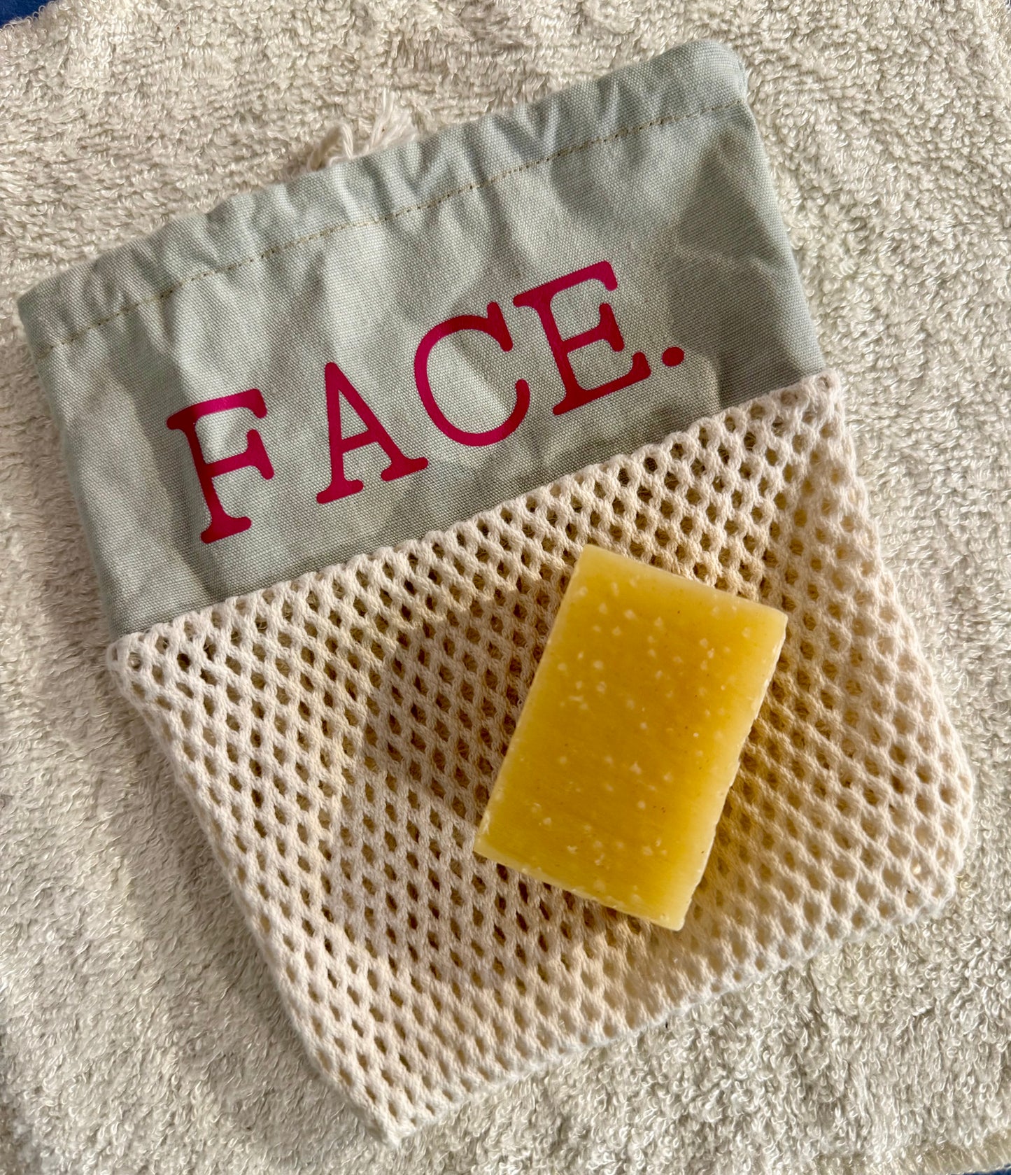 organic cotton net bag for face soap