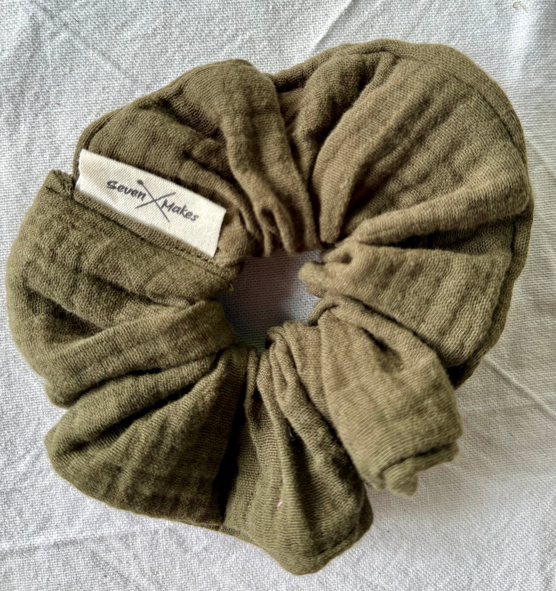 olive green cotton scrunchie