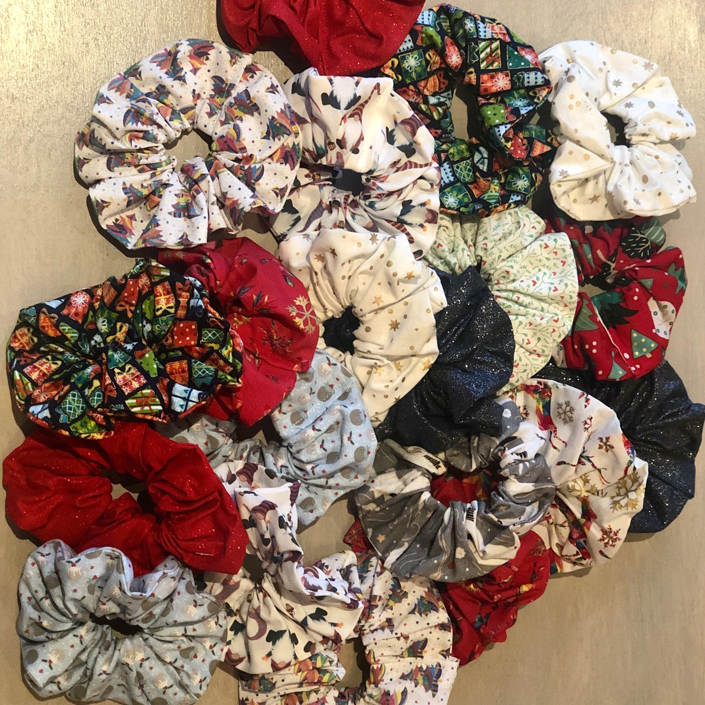 Festive Fabric Hair Scrunchies