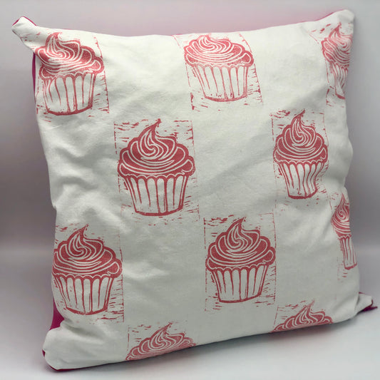 Hand printed Cupcake fabric Cushion Cover