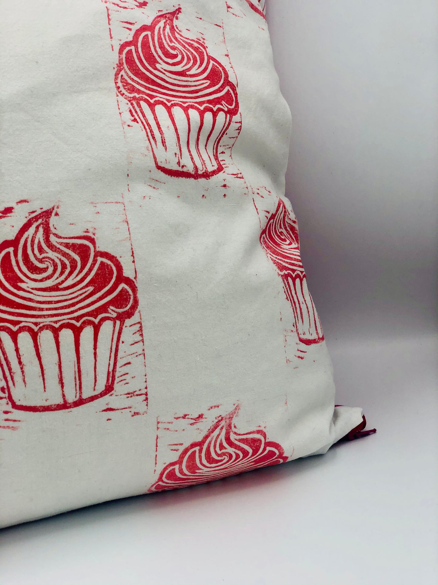 Hand printed Cupcake fabric Cushion Cover