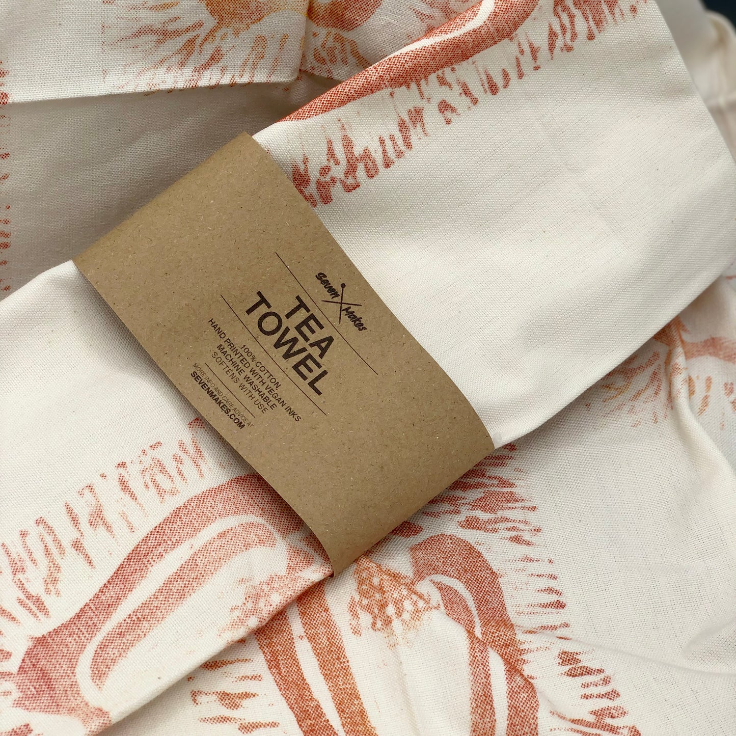 Organic Tea Towel - Hand Printed Fabric