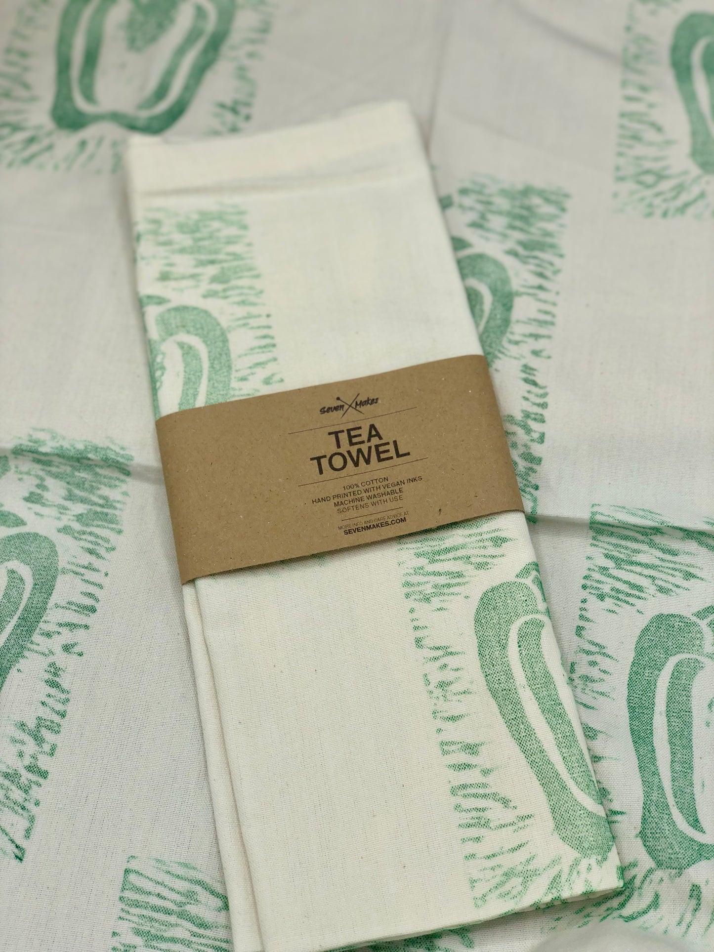 Organic Tea Towel - Hand Printed Fabric