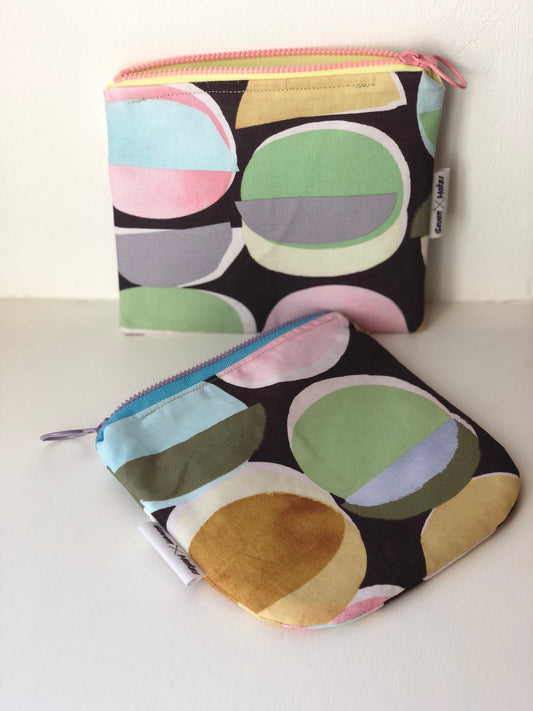 Pastel geo print zipper pouch