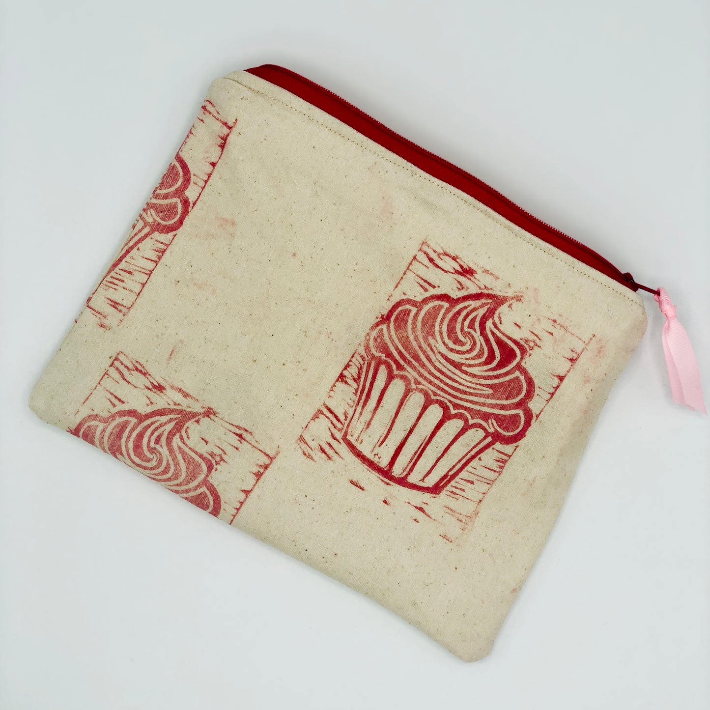 Hand printed Fabric Zipper Pouch