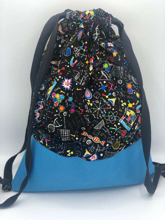 Backpack style bag - cool science fabric with waterproof bottom