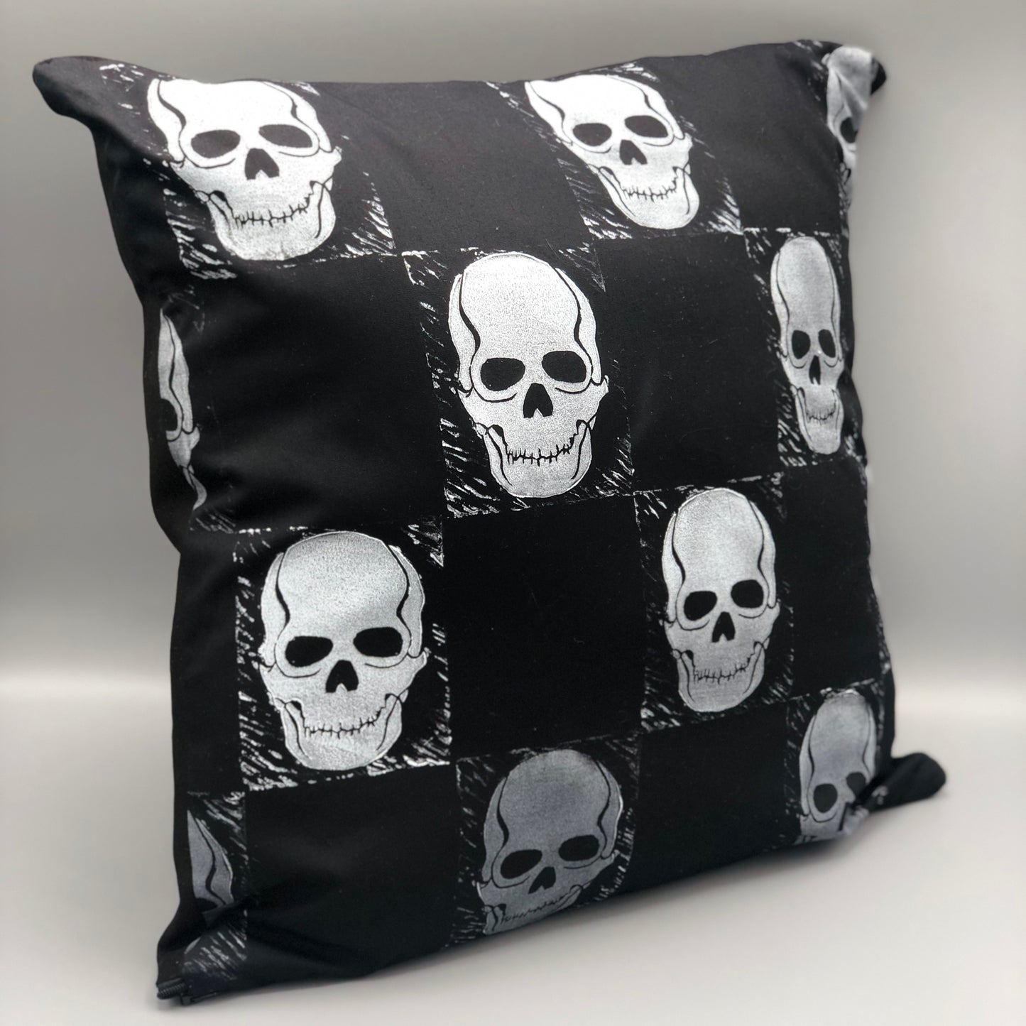 Hand printed Skull fabric Cushion Cover