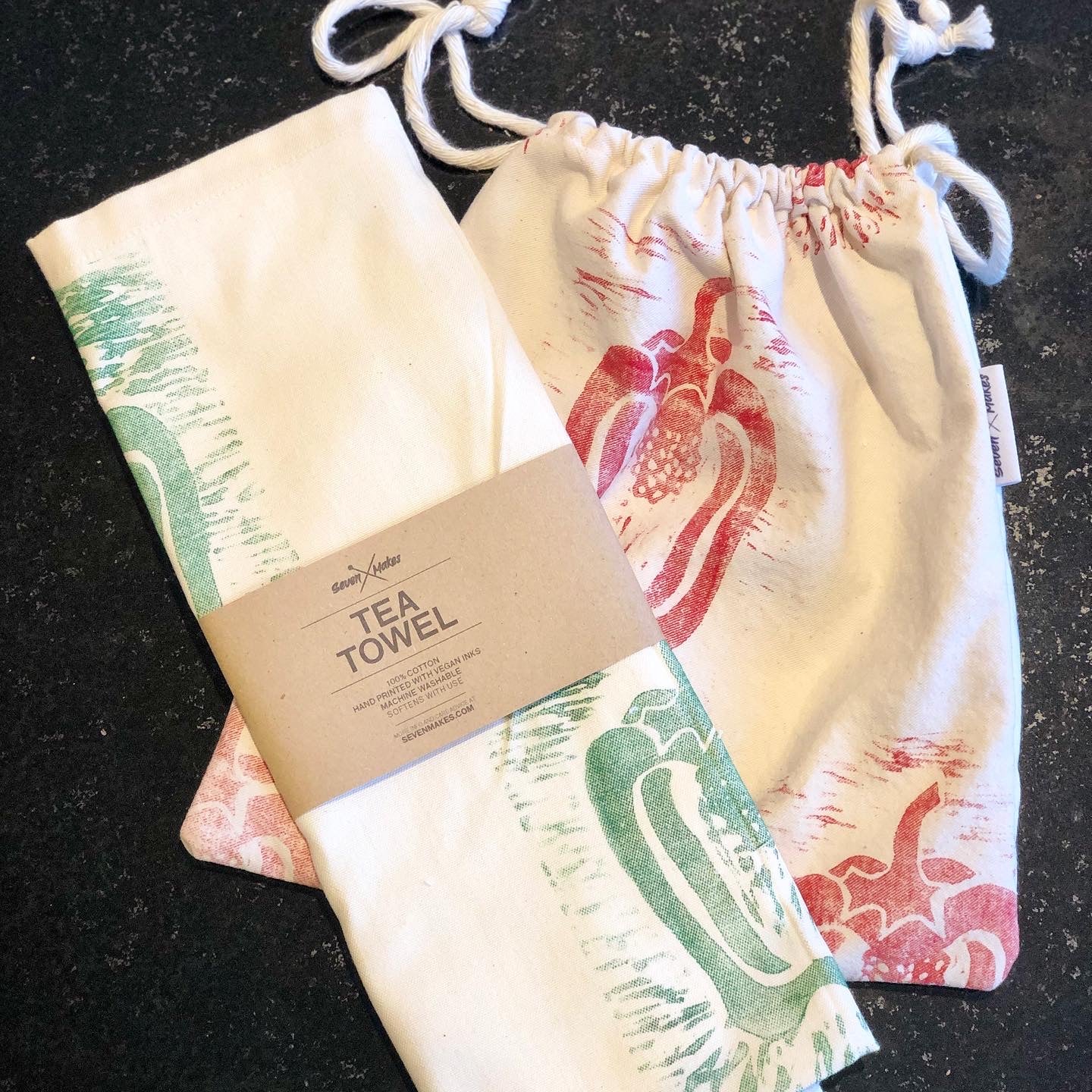 Cotton Hand Printed Bread Bags - Reusable Eco-Friendly Bread bag