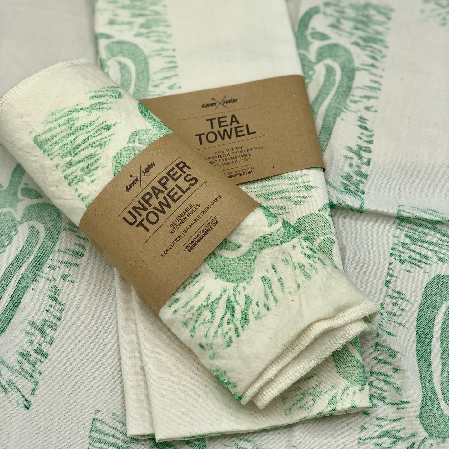 Organic Tea Towel - Hand Printed Fabric